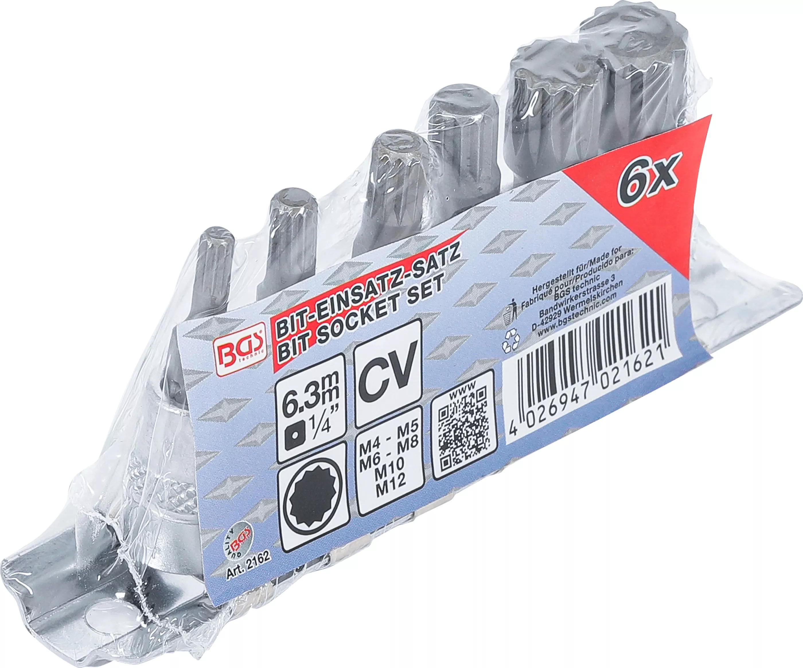 Sada hlavic s bity XZN, 1/4", M4 - M12, 6 ks - B2162