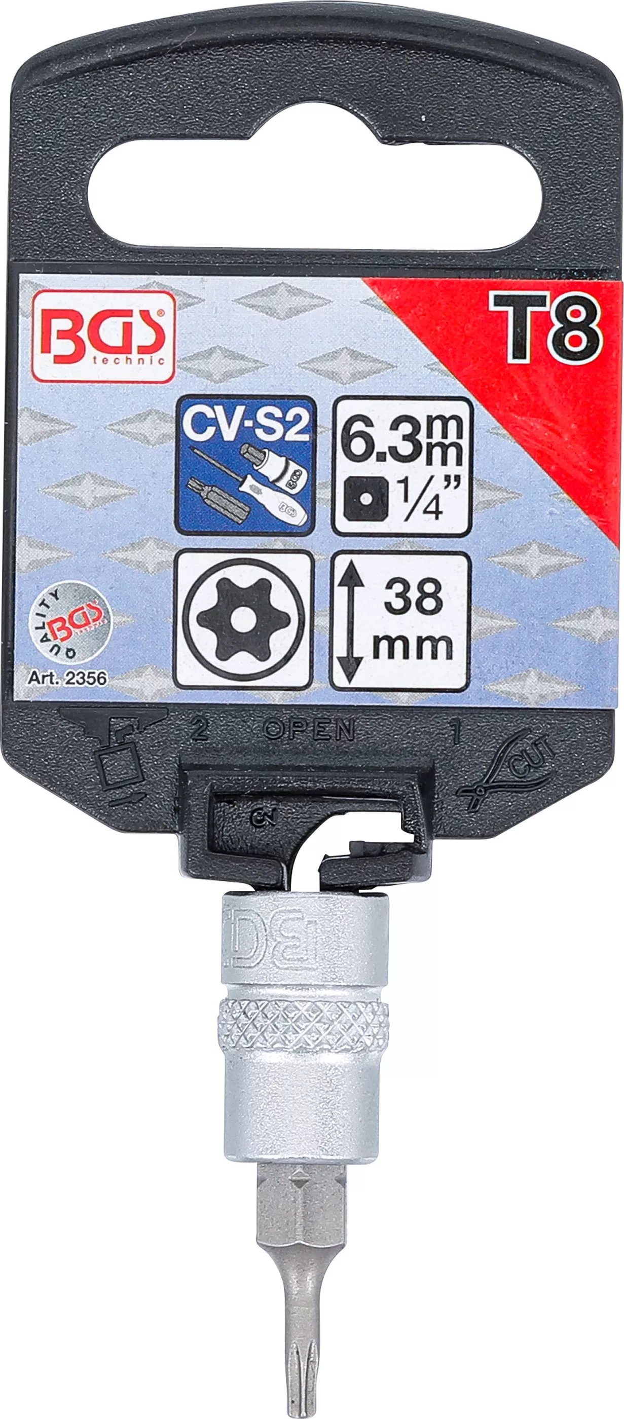 Nástrčná hlavice s bitem TORX 1/4" T8, BGS - B2356