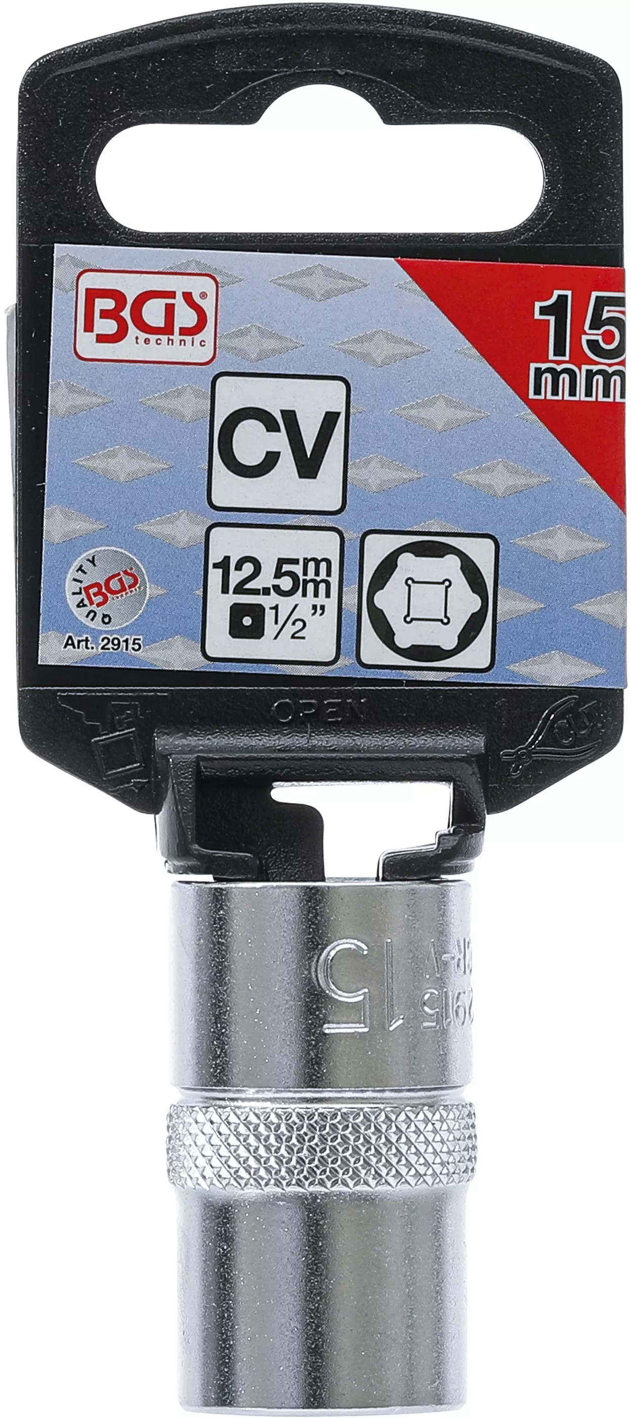 Nástrčná hlavice šestihranná, 1/2", 15 mm - B2915