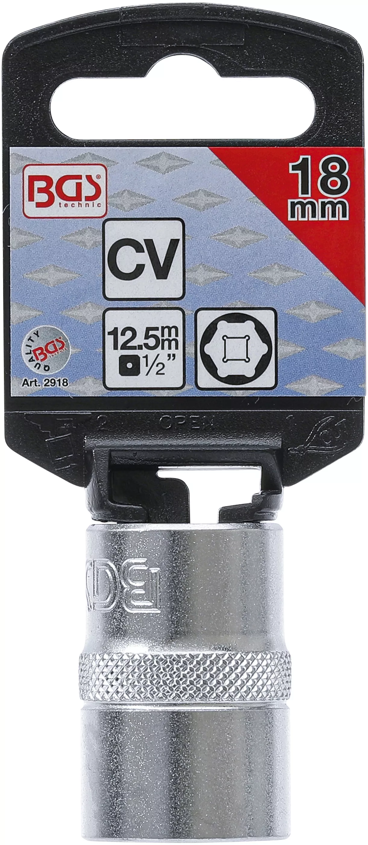Nástrčná hlavice šestihranná, 1/2", 18 mm - B2918