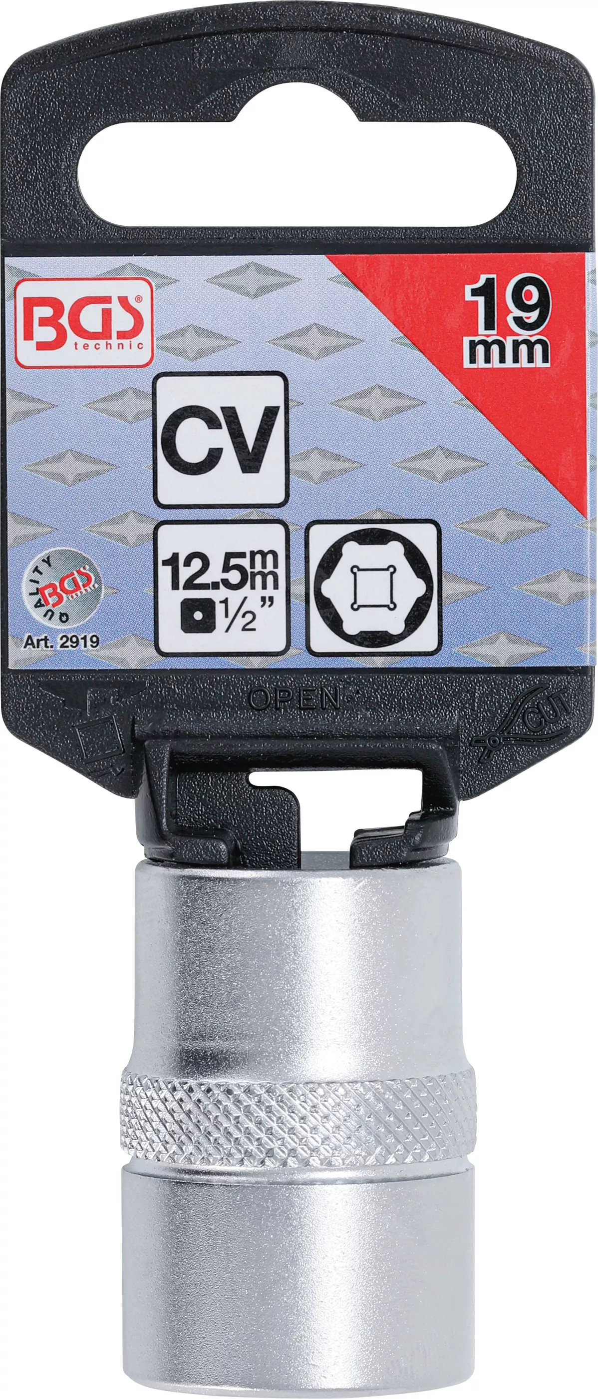 Nástrčná hlavice šestihranná, 1/2", 19 mm - B2919