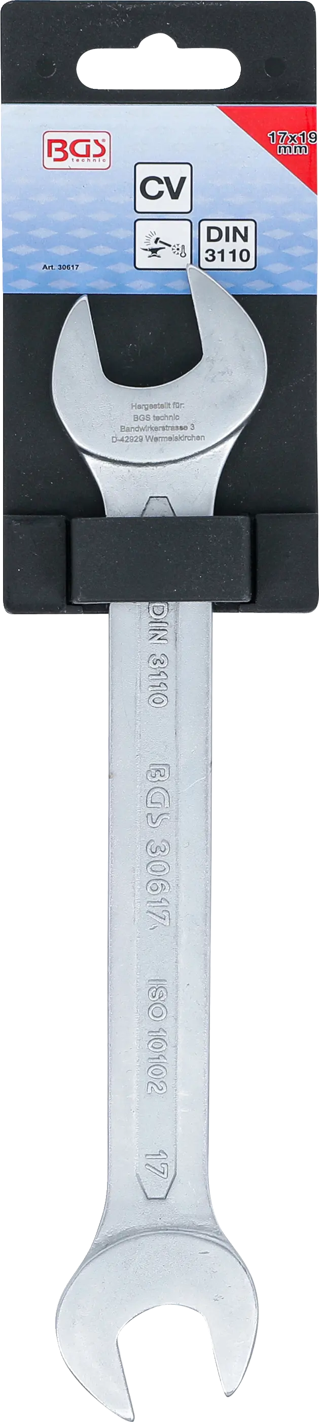 Oboustranný plochý klíč BGS, 17 x 19 mm - B30617