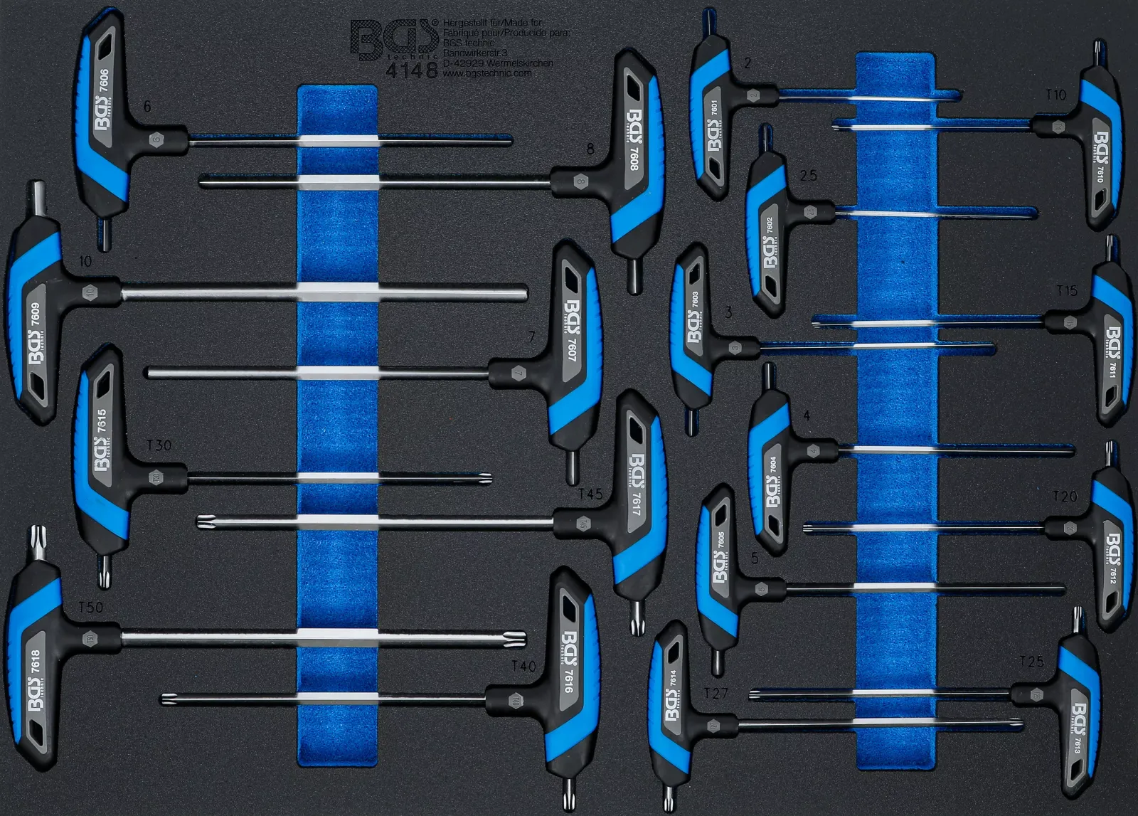 Sada šroubováků HEX a TORX s T-rukojetí v pěnové výplni, 18 ks - B4148