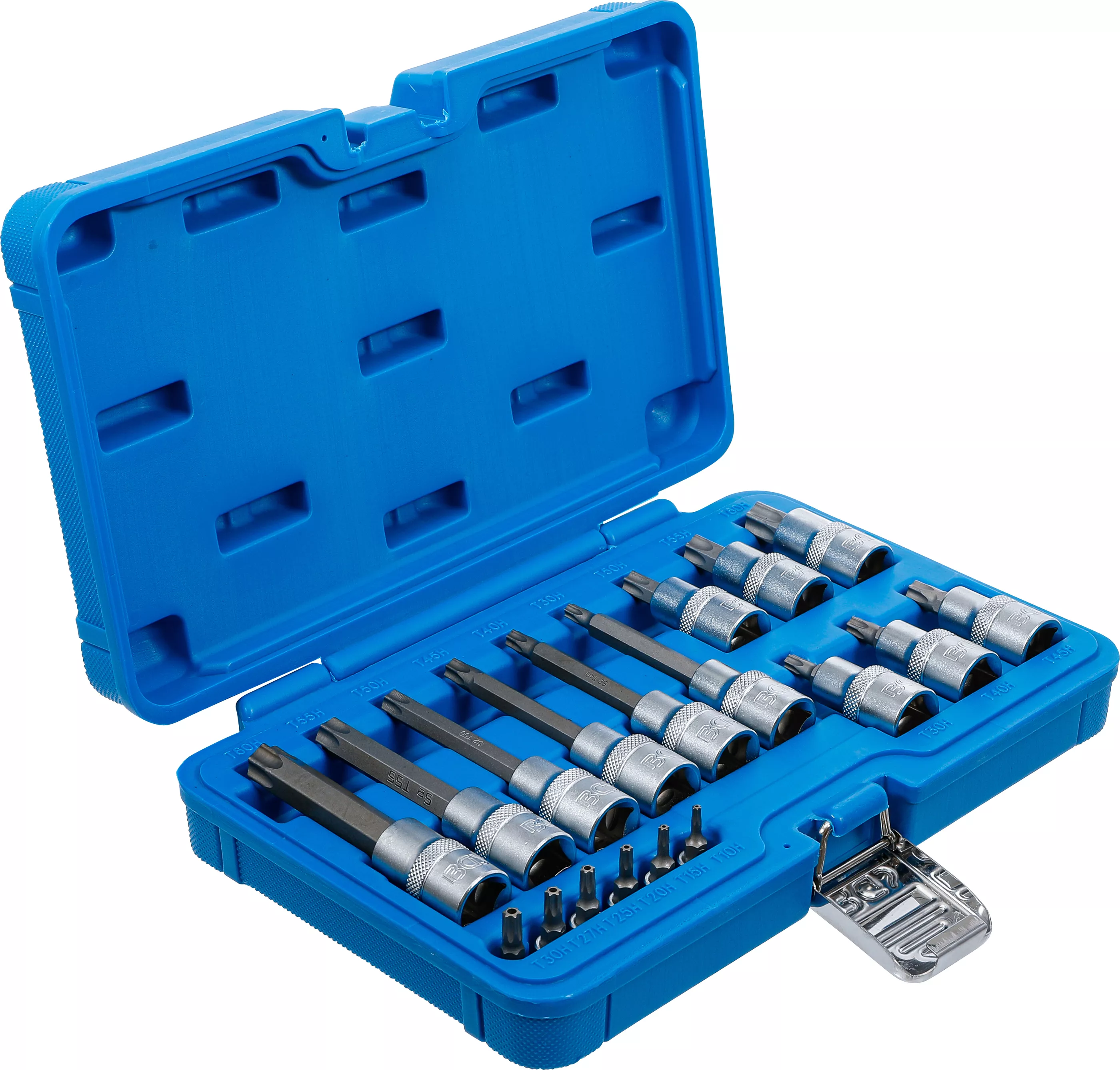 Sada nástrčných hlavic s bity Torx, 1/4", 1/2", T10H-T60H, 18 ks - B5174
