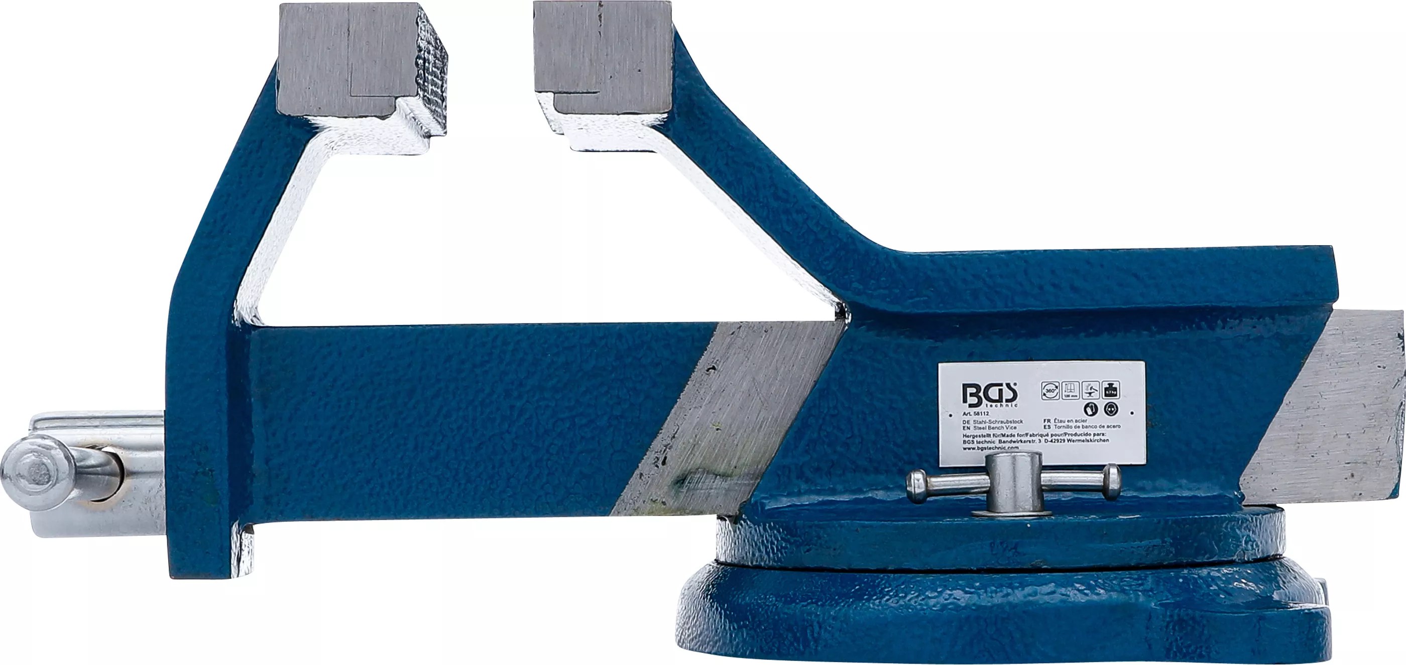 Paralelní svěrák BGS, kovaný, otočný, 125 mm, 10,6 kg - B58112