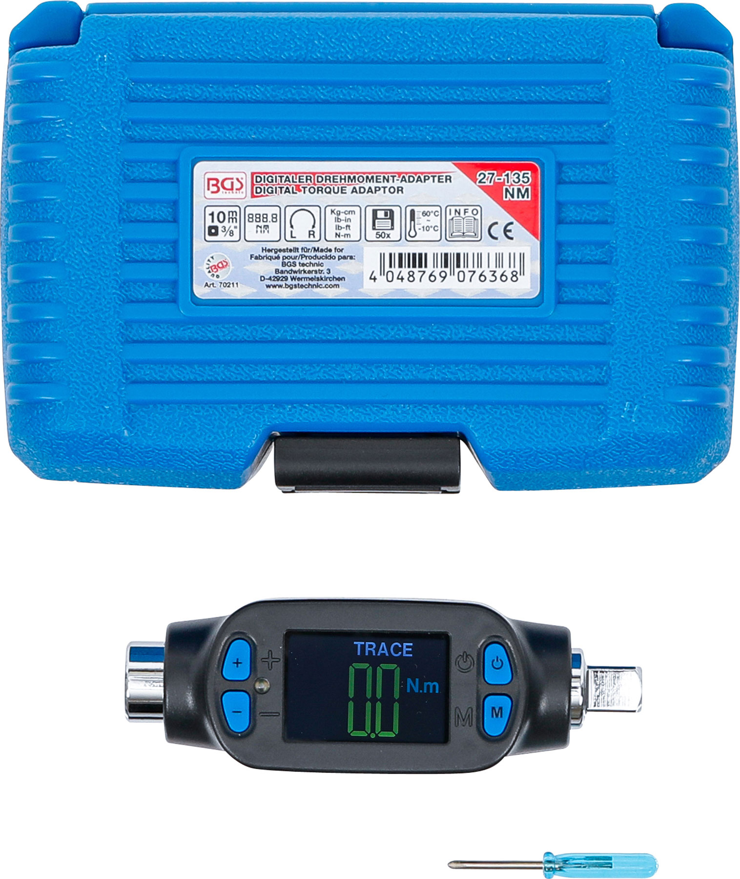 Digitálny momentový adaptér 3/8" s certifikátom, 27 - 135 Nm - B70211