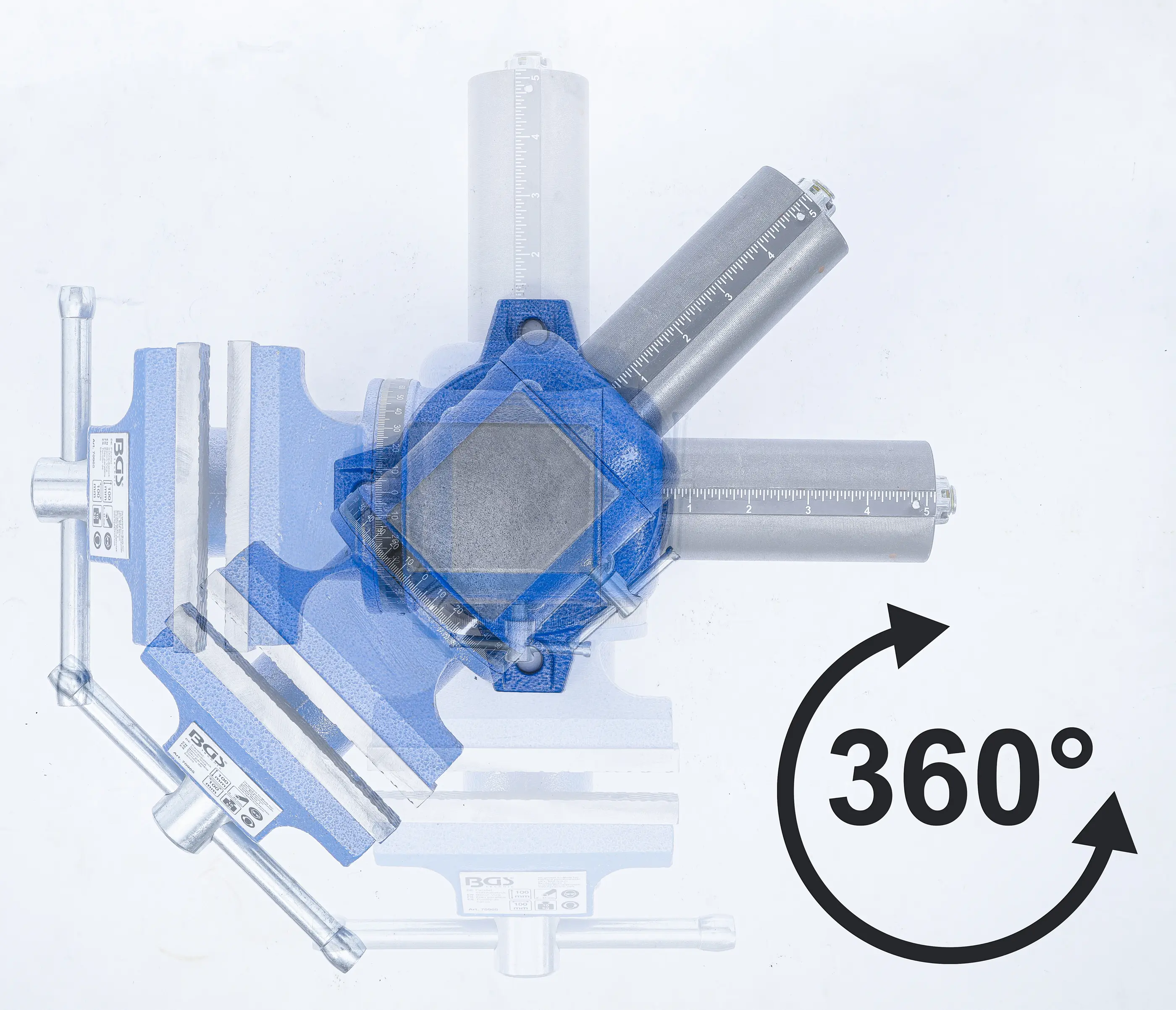 Paralelní svěrák, čelisti 100 mm, otočné o 360°, BGS - B70965