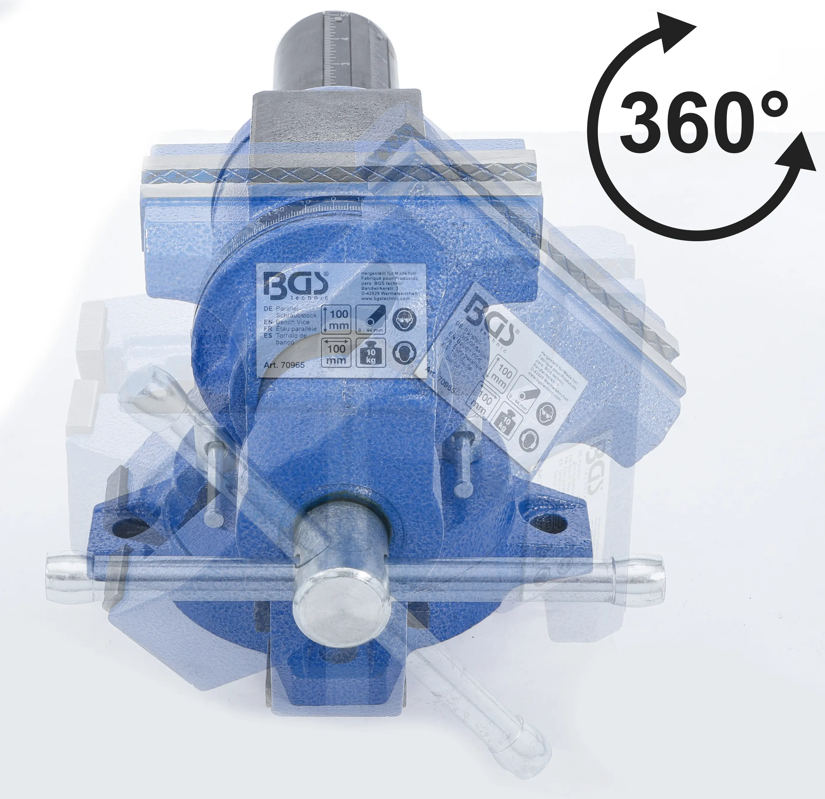 Paralelní svěrák, čelisti 100 mm, otočné o 360°, BGS - B70965