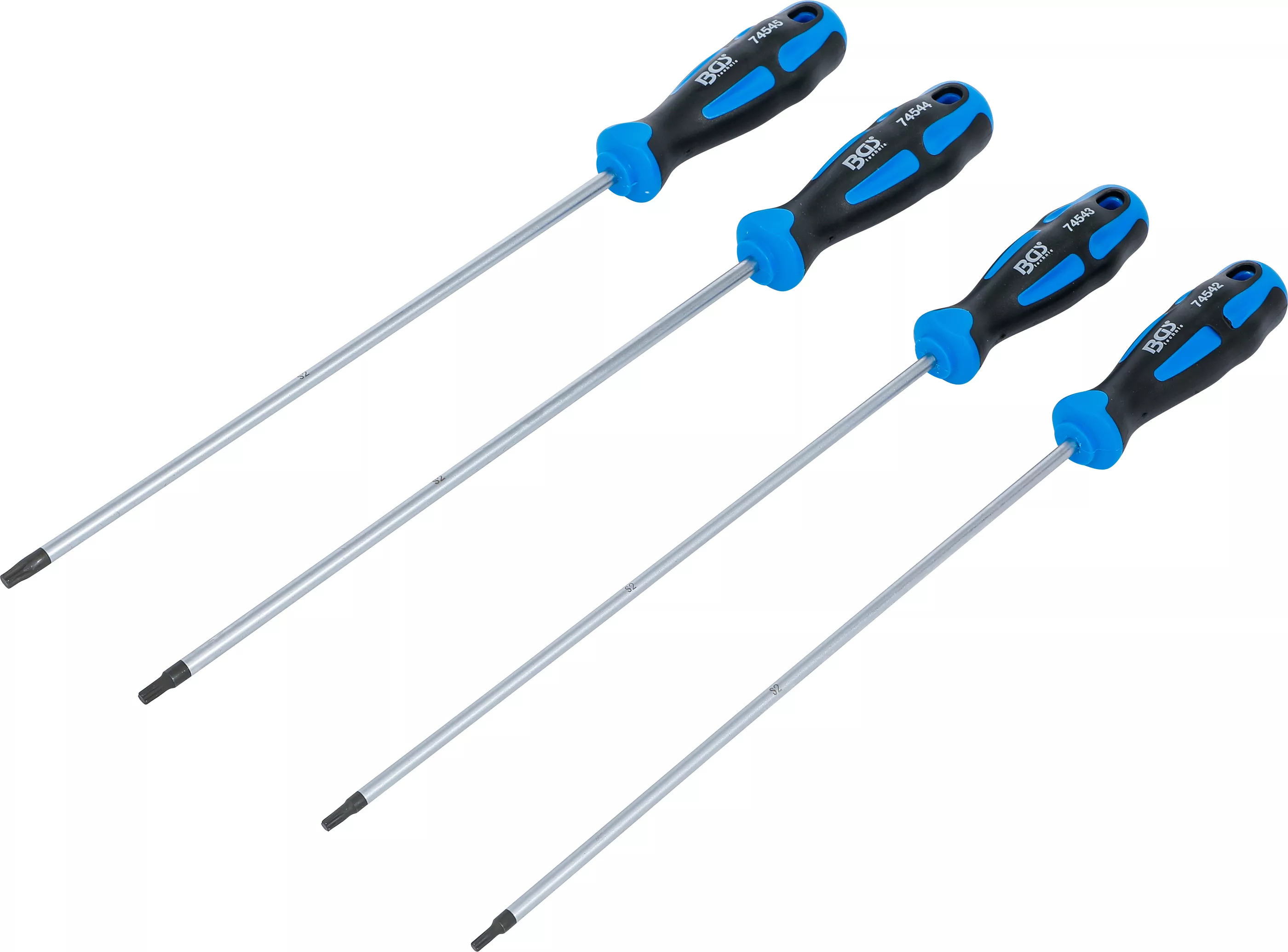Extra dlouhá sada šroubováků TORX 4 ks, T15 - T30, BGS - B74541