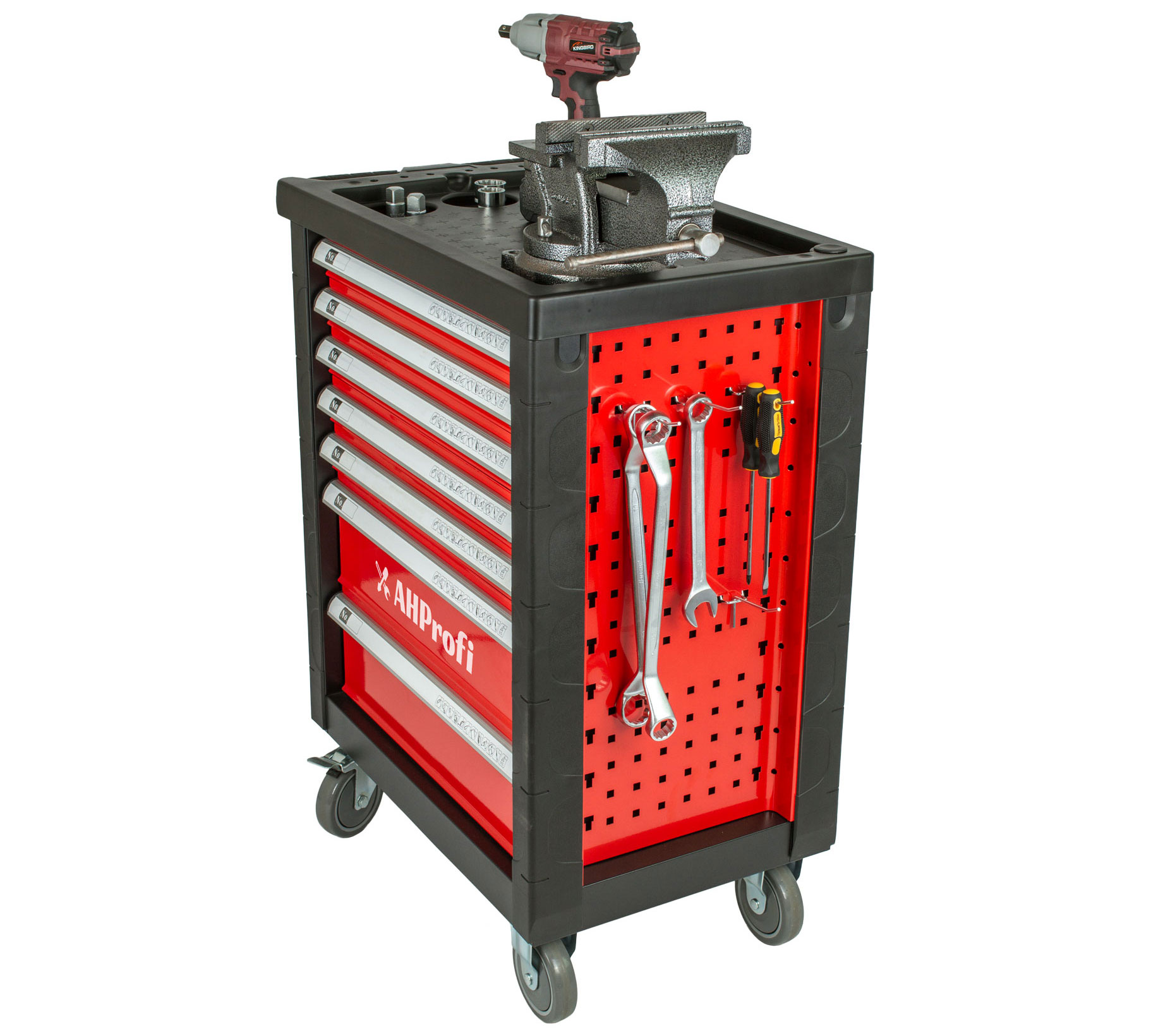 Dielenský vozík prázdny 685 x 455 x 975 mm, 7 zásuviek - H14019P