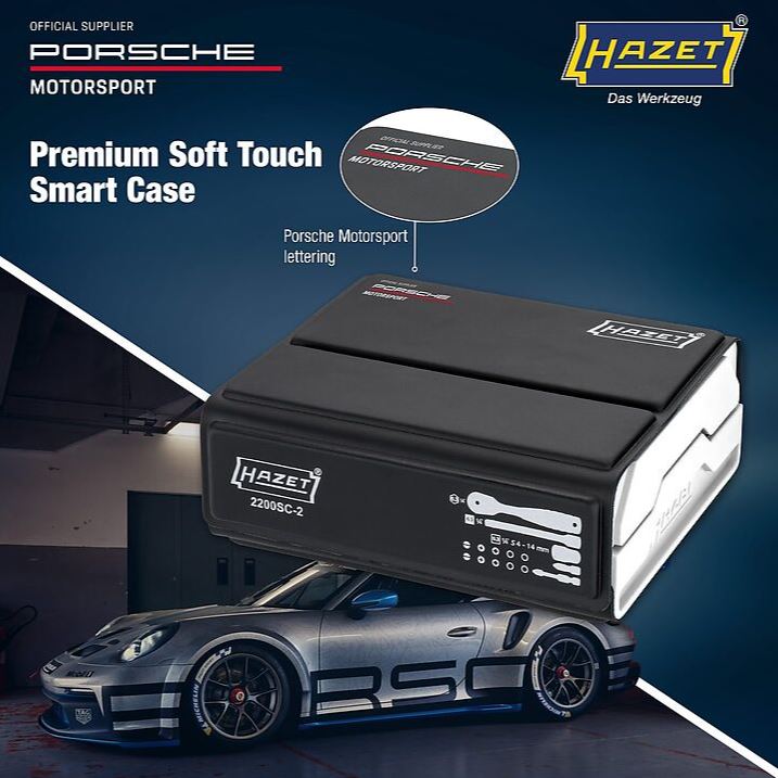 Gola sada 1/4", SmartCase s nástrčnými klíči, Porsche Design, Hazet 2200SC-2-PD