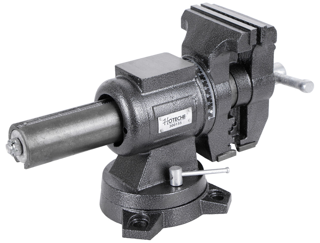 Dílenský svěrák s otočným tělem a základnou, 125 mm - HT300155