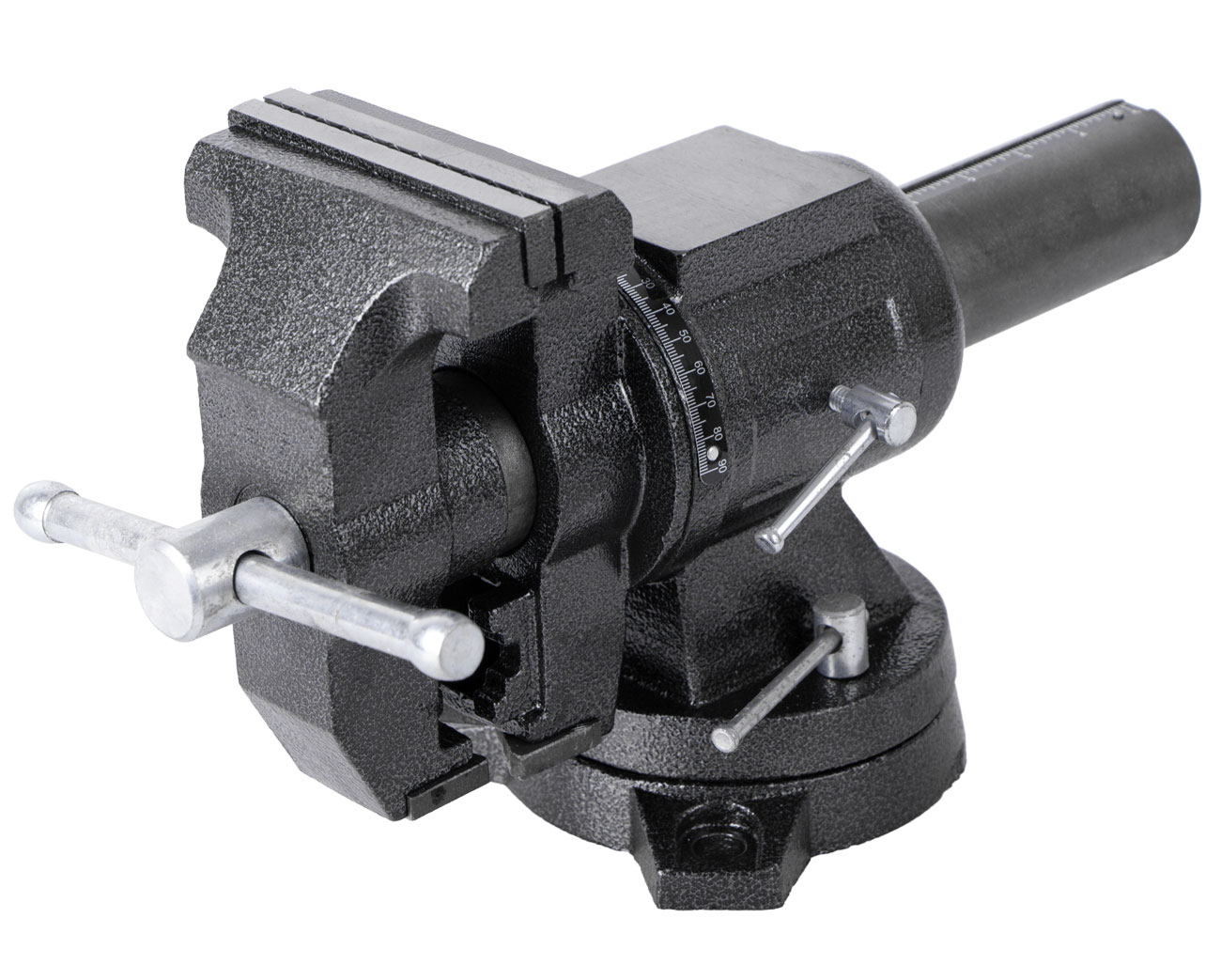 Dílenský svěrák s otočným tělem a základnou, 125 mm - HT300155