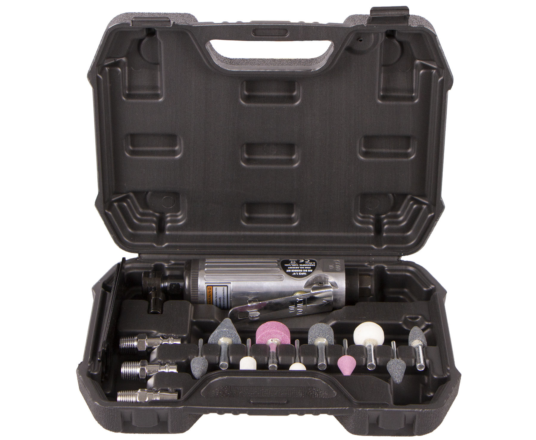 Pneumatická priama brúska, 1/4", súprava 16 ks - HTA830301