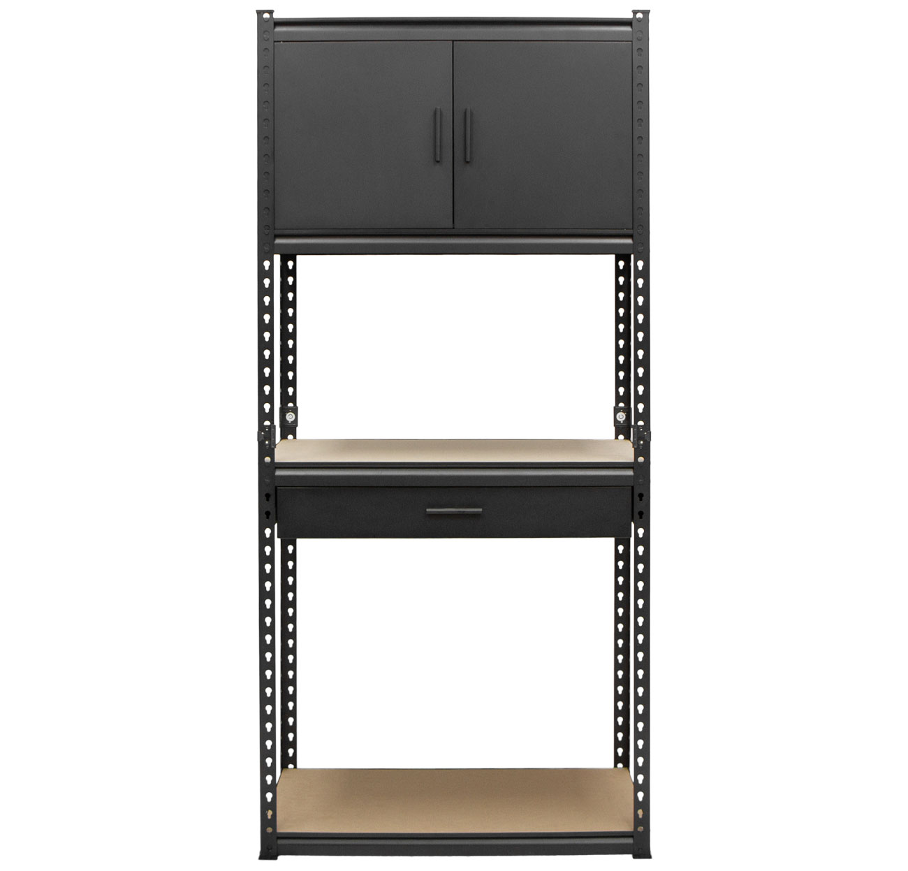 Policový regál + horní skříňka a 1 zásuvka, 815 x 465 x 1825 mm - AH034E