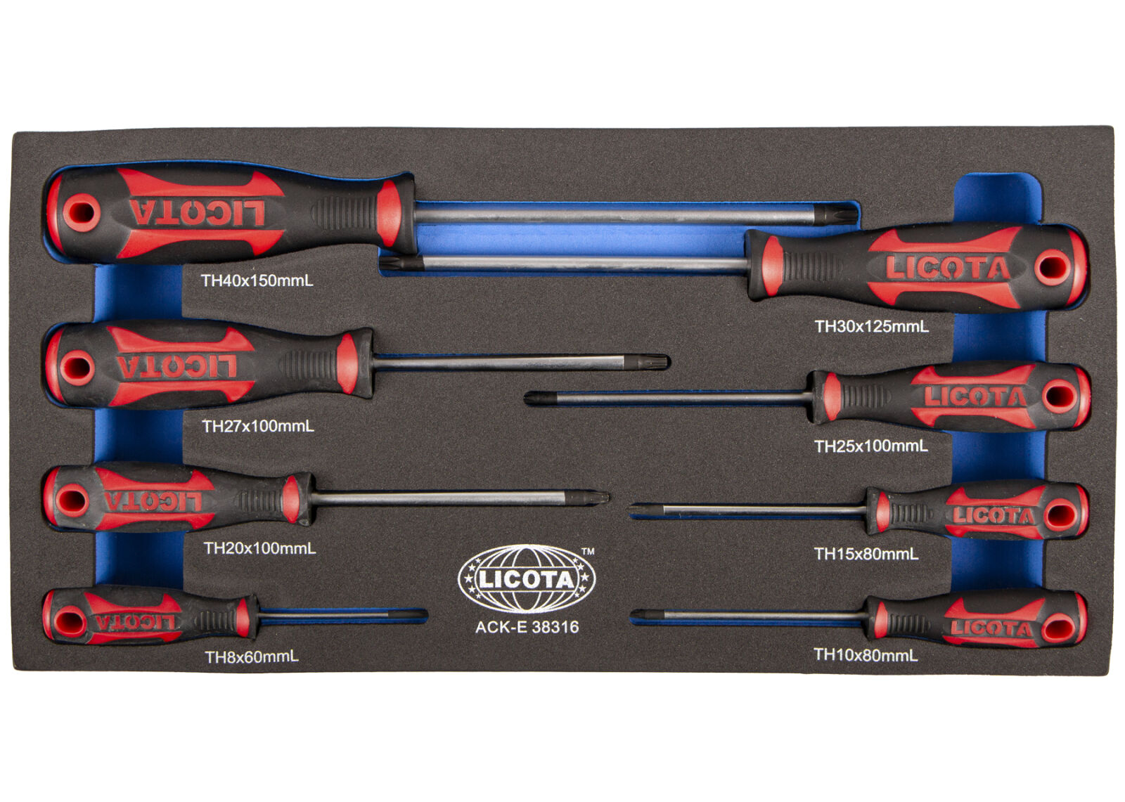 Sada skrutkovačov v penovej výplni, Torx, 8 ks - LIACKE38316