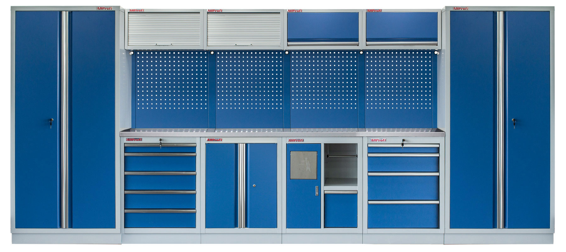 Kvalitný PROFI BLUE dielenský nábytok - 4535 x 2000 x 495 mm - MTGS1301AM