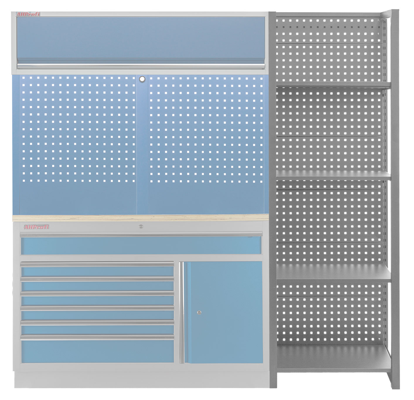 Kovový regál s děrovanou deskou, 680 x 458 x 2000 mm - MTJA680