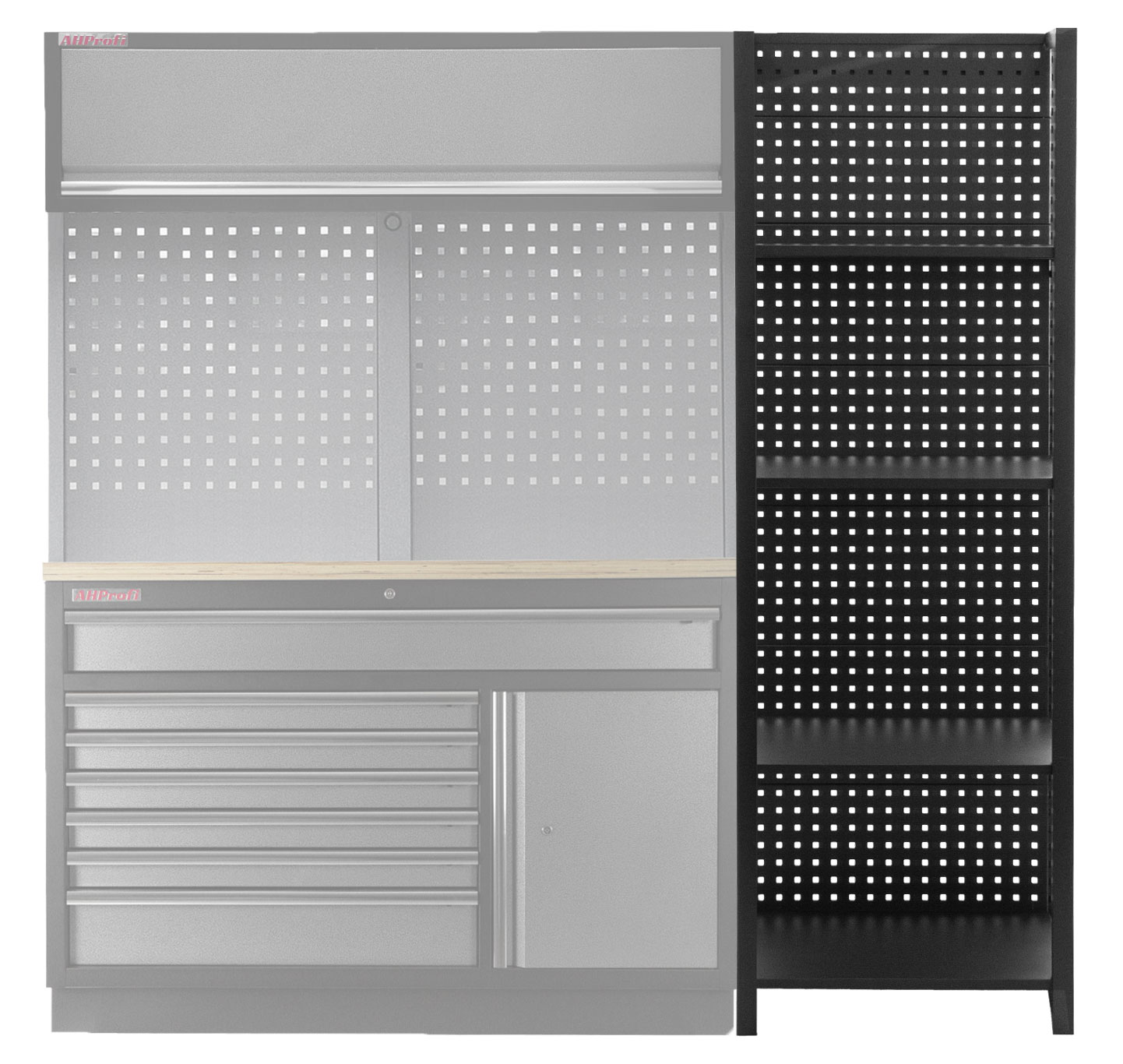 Kovový regál s dierovanou doskou, 680 x 458 x 2000 mm - TJA680