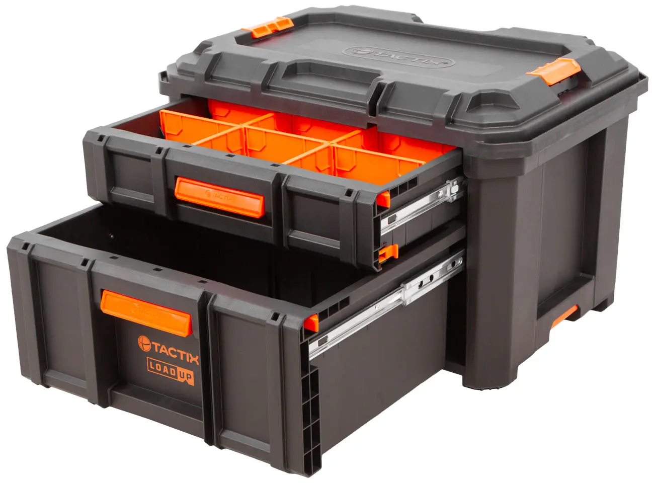 Vodotěsný plastový box na nářadí Tactix LOAD UP, 2 zásuvky - TC320422