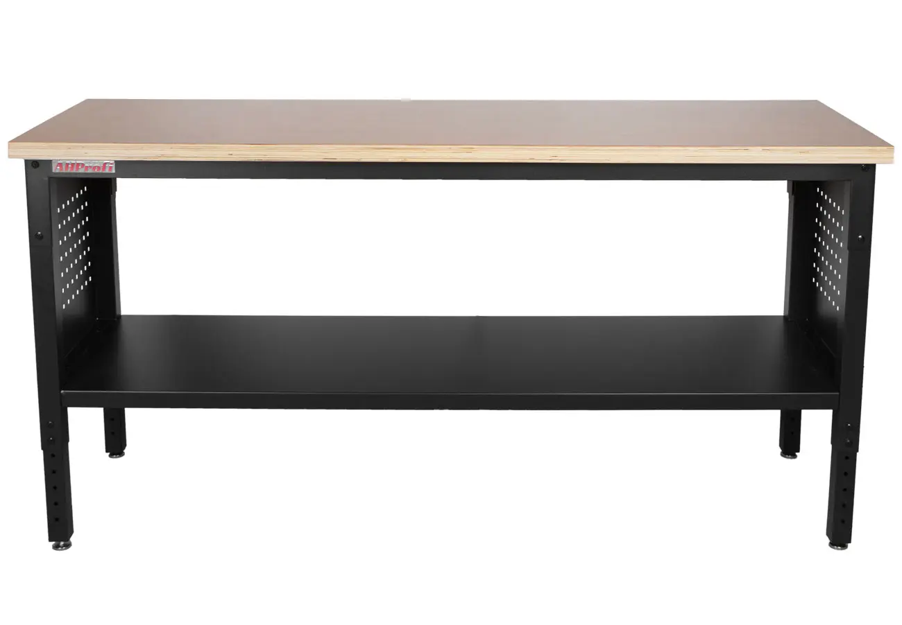 Výškově nastavitelný dílenský stůl s dřevěnou deskou, 183 cm - TSP7224