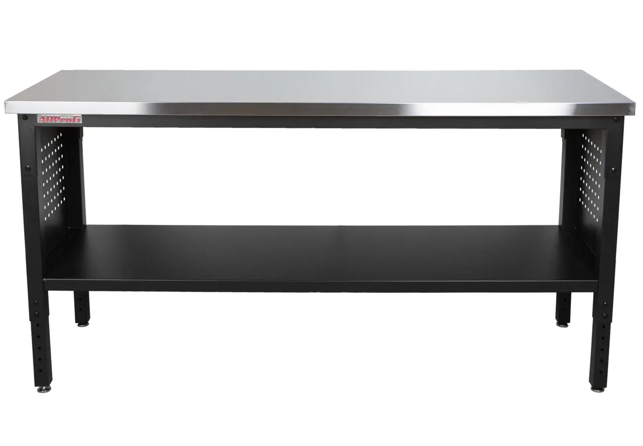 Výškově nastavitelný dílenský stůl s nerezovou deskou, 183 cm - TSP7224S